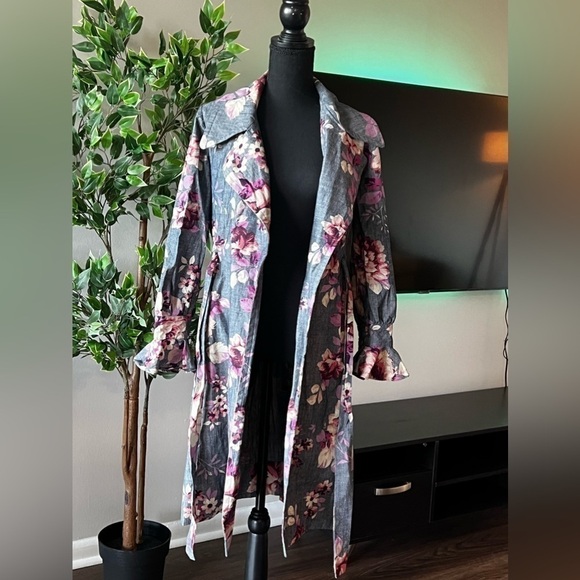 Jill Stuart Jacket/Coat Denim Floral Print Sz xs - Picture 7 of 9